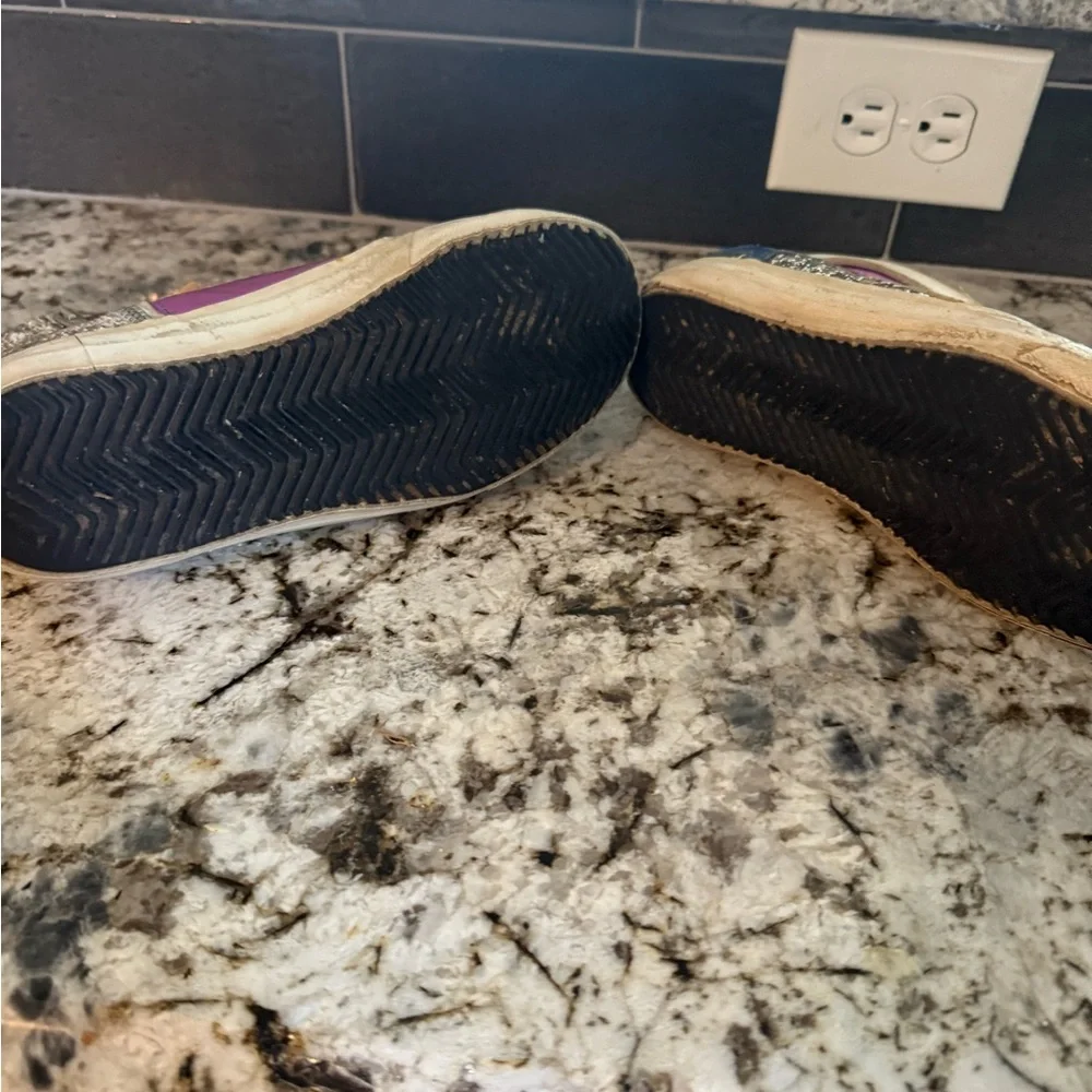 Golden Goose Pink and Silver Glitter Sneakers with Blue Star - Picture 6 of 6